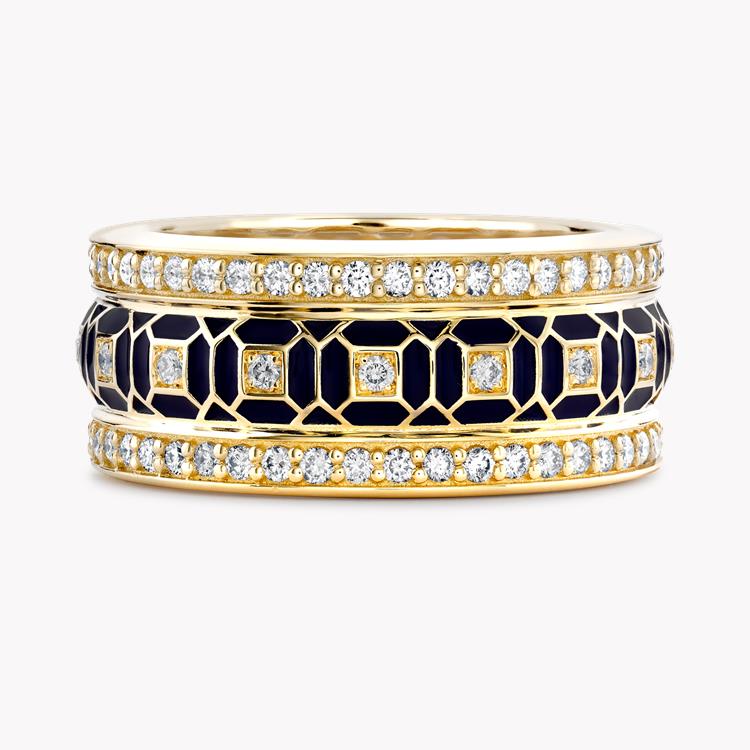 Revival Black Enamel and Diamond Ring  0.94ct in Yellow Gold Brilliant cut, Claw set_2