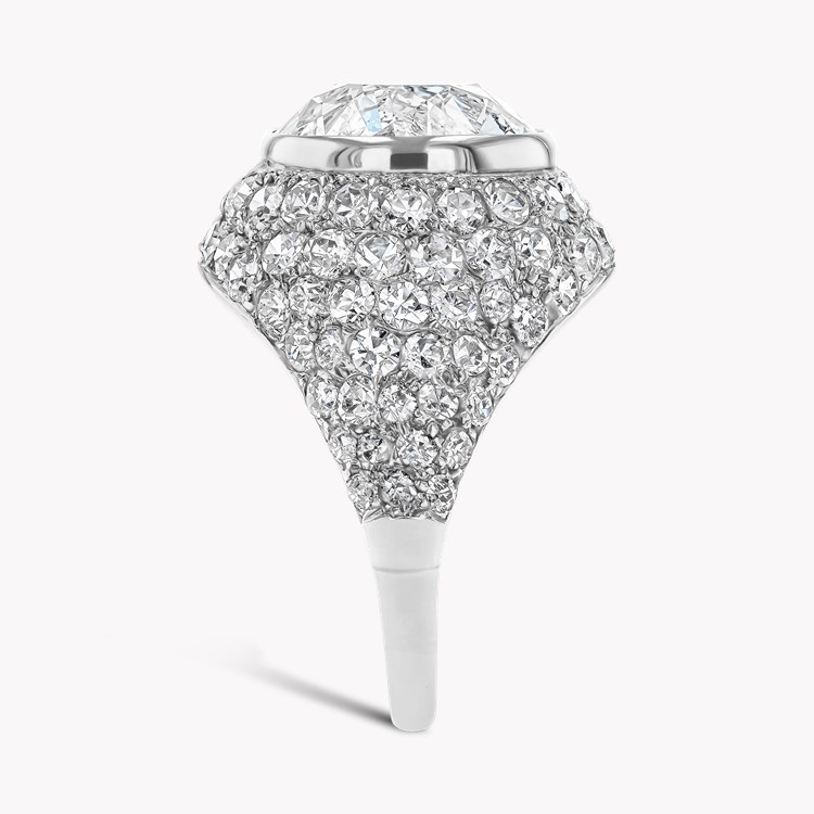 Art Deco Cartier Old European Cut 5.10ct Diamond Bombé Ring Old Cut, Rubover Set_4