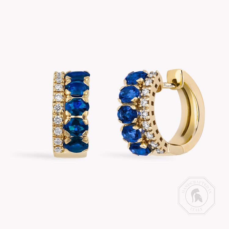 Oval Cut 1.85ct Sapphire and Diamond Hoop Earrings Oval Cut, Claw Set_1