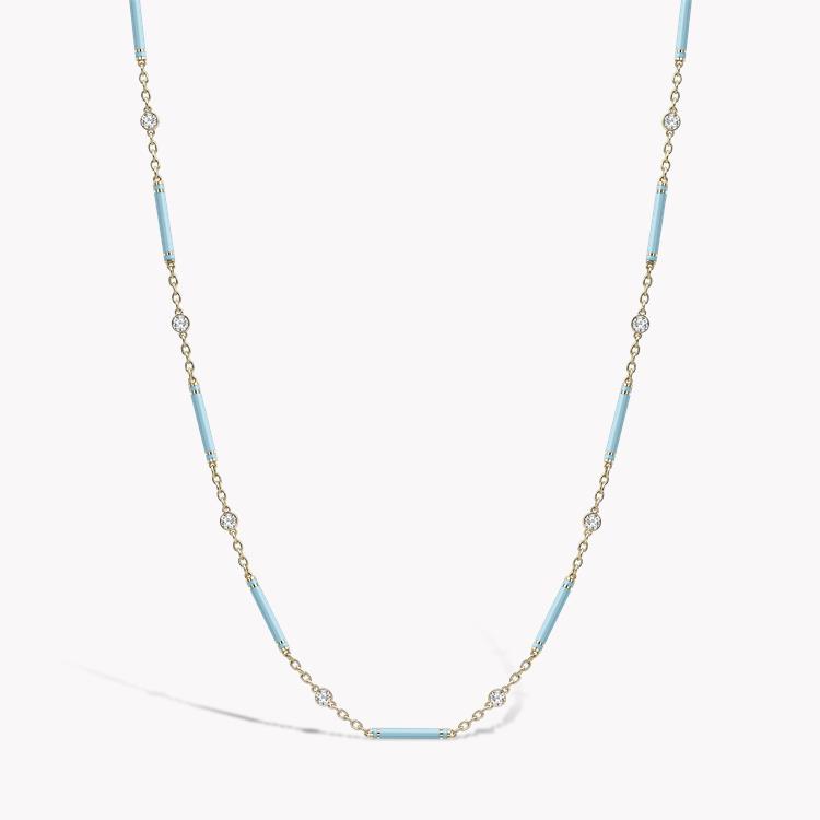 Brilliant Cut Diamond Necklace 1.92CT in Yellow Gold Long Necklace with Turquoise Enamel_1