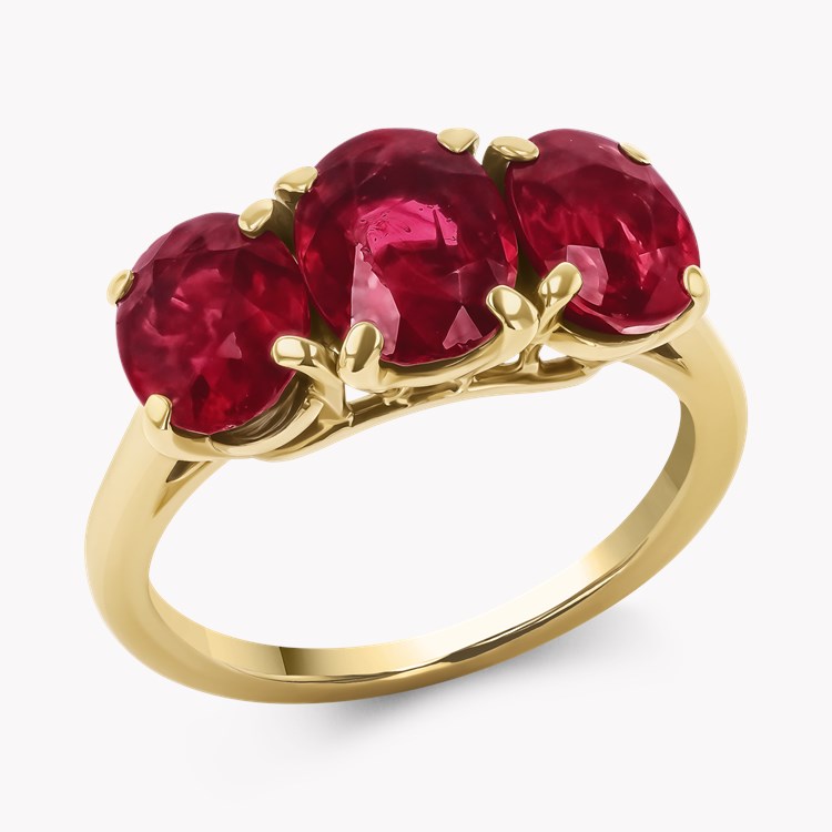 Cartier Ruby Three Stone Ring Oval Cut, Claw Set_1