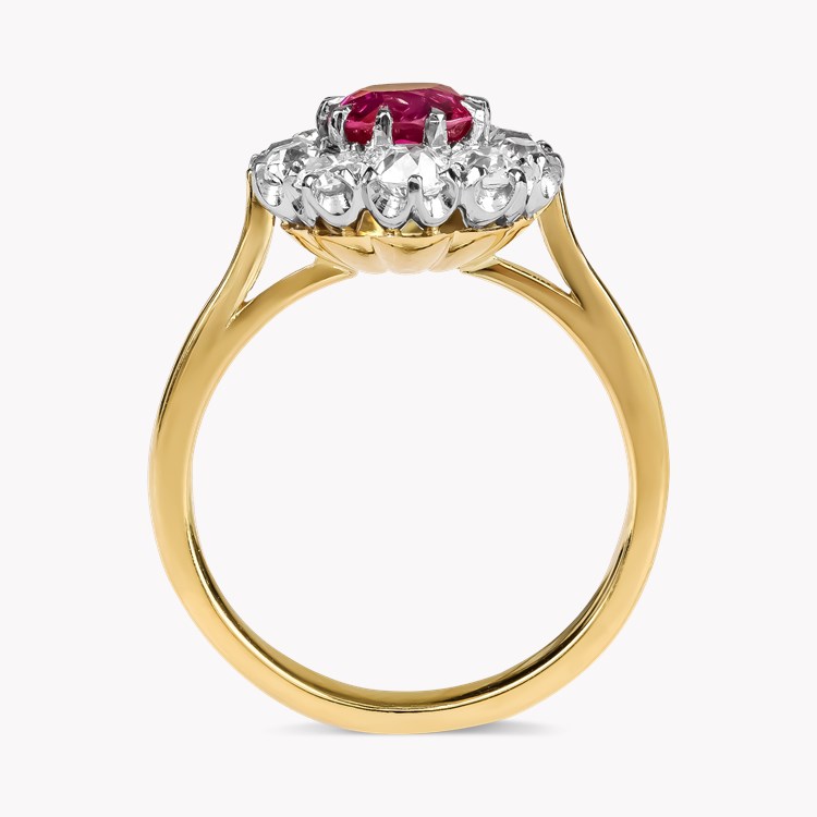 Oval Cut 1.10ct Burma Ruby and Diamond Cluster Ring Oval Cut, Claw Set_3