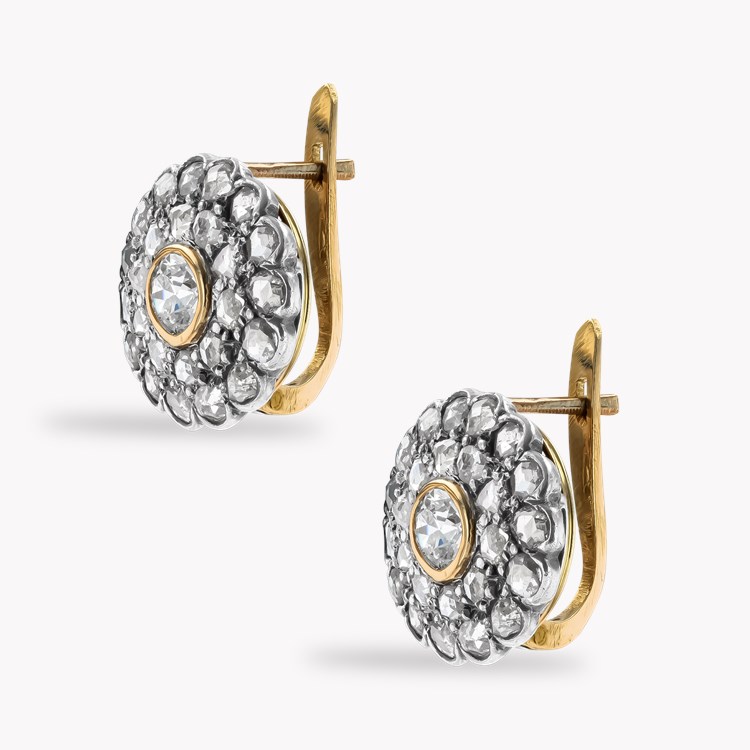 Victorian Old and Rose Cut Diamond Stud Earrings Old European & Rose Cut, Rubover Set_2
