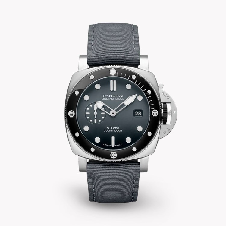 Panerai Submersible QuarantaQuattro ESteel™ Grigio Roccia 44mm, Grey Dial, Baton Numerals_1