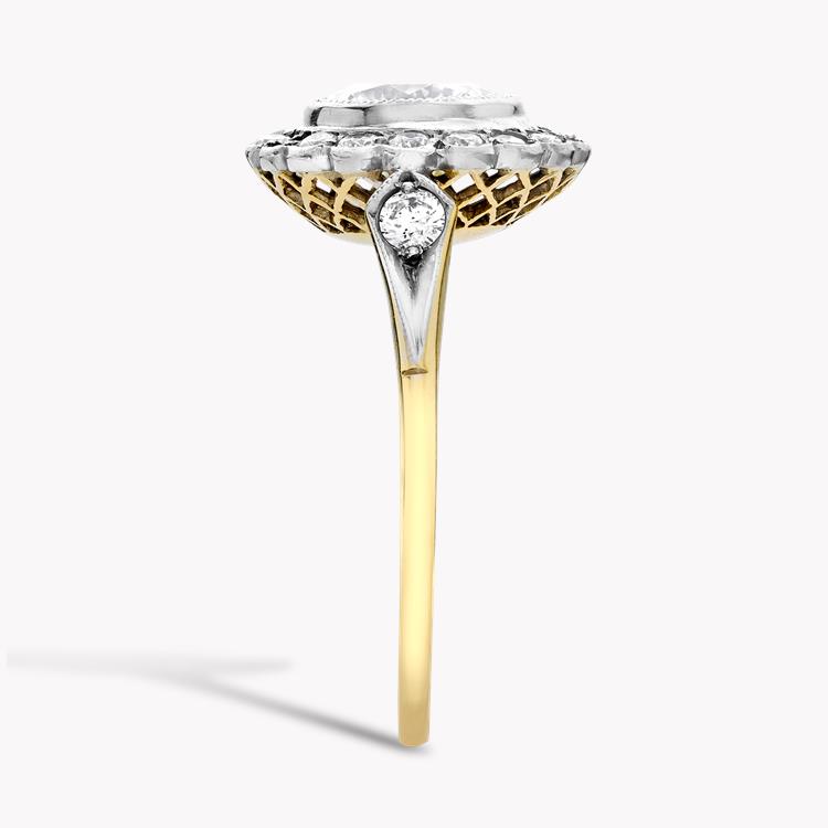 Diamond Cluster Ring  1.34CT in Yellow Gold & Platinum Brilliant Cut, Millegrain Set_4