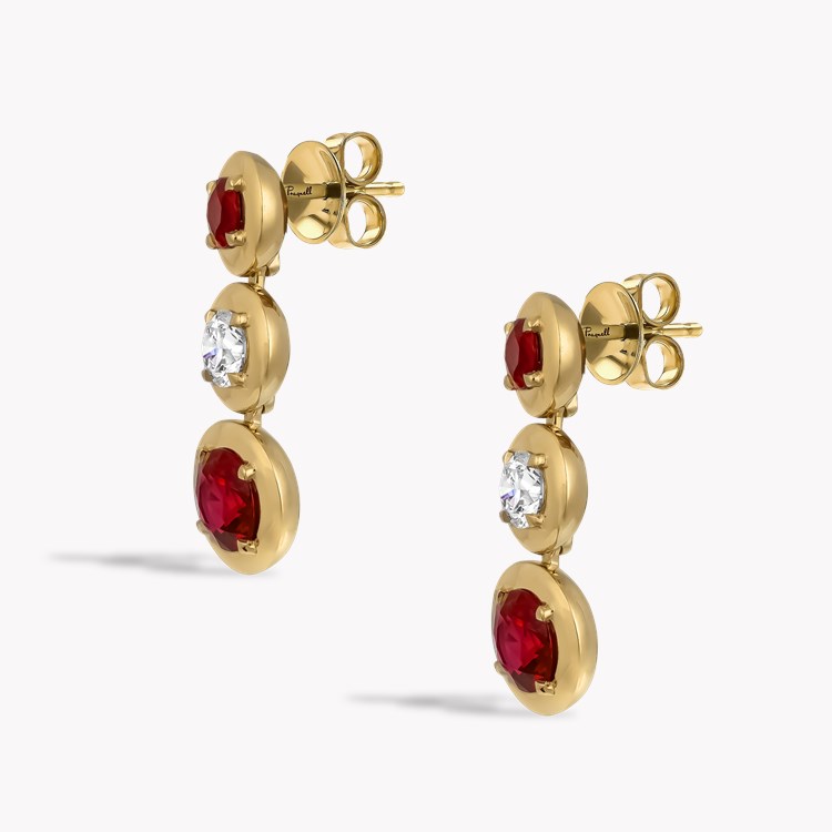 Skimming Stone 3.54ct Ruby and Diamond Earrings Brilliant cut, Claw set_2