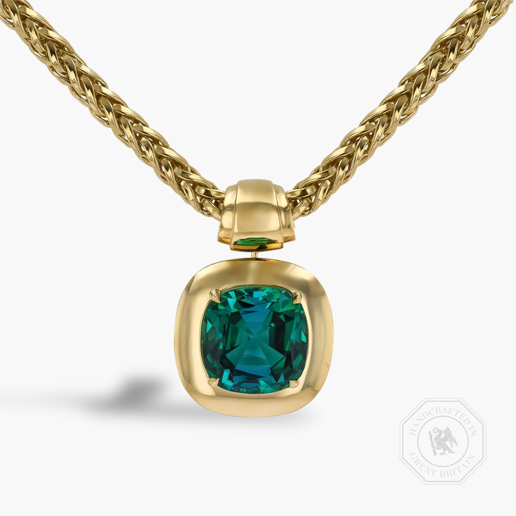 Masterpiece Portrait Setting 15.46ct Nigerian Tourmaline Pendant Cushion Modern Cut, Rubover Set_1