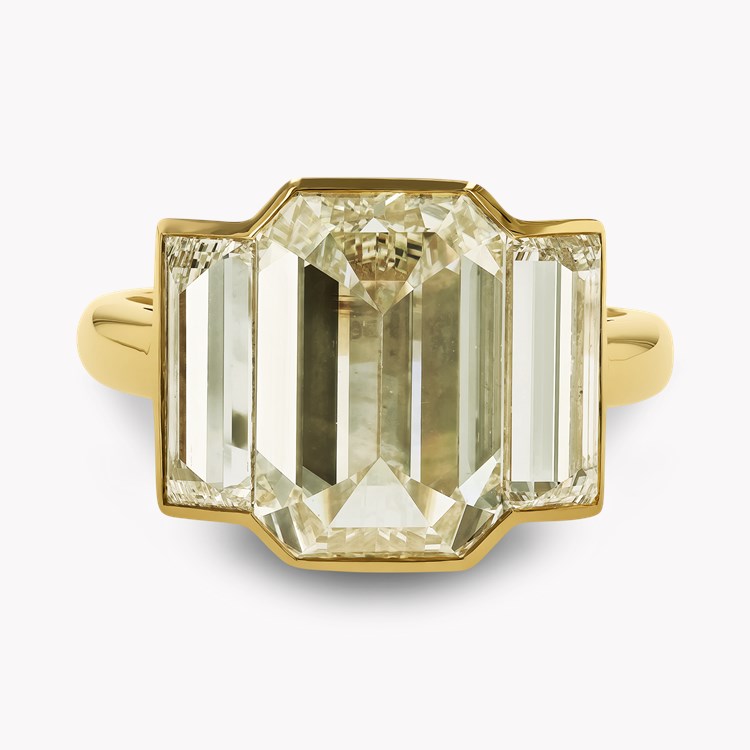 Kingdom 6.78ct Inverted Emerald Cut Diamond Ring Emerald & Baguette Cut, Rubover Set_2
