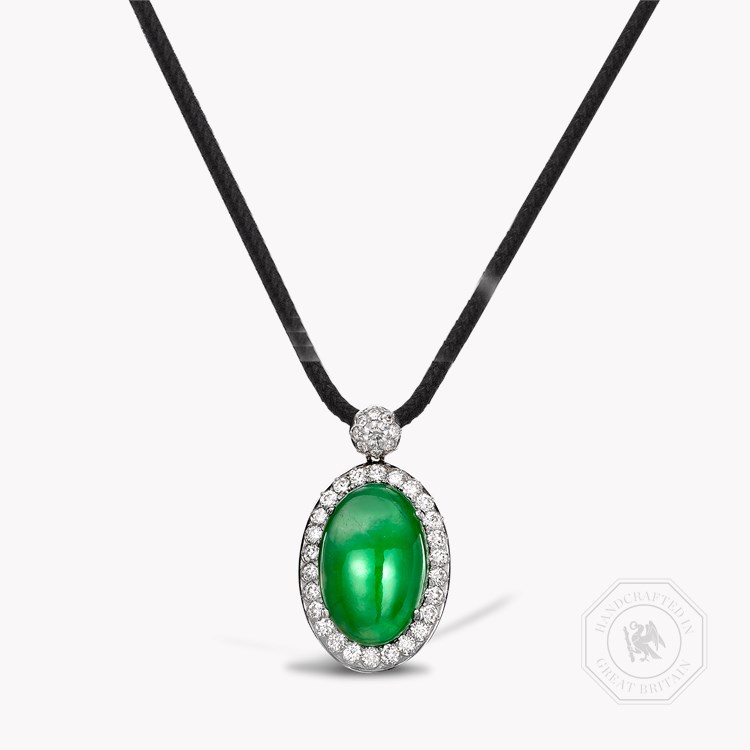 Jadeite and Diamond Pendant   12.44ct in 18ct White Gold