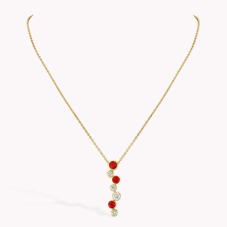 Bubbles Ruby and Diamond Drop Pendant Brilliant Cut. Rubover Set_2