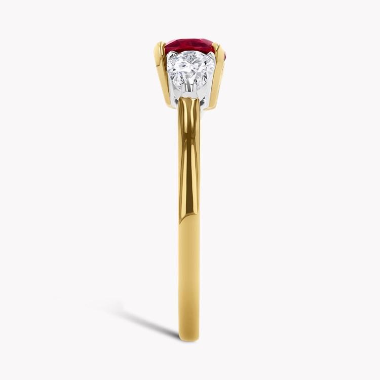 Cushion Cut 1.62ct Burmese Ruby and Diamond Ring Modern Cushion & Pear Cut, Claw Set_4