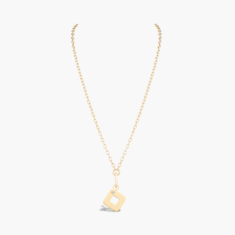 Letter O Diamond Pendant Charm Brilliant Cut, Rubover Set_2