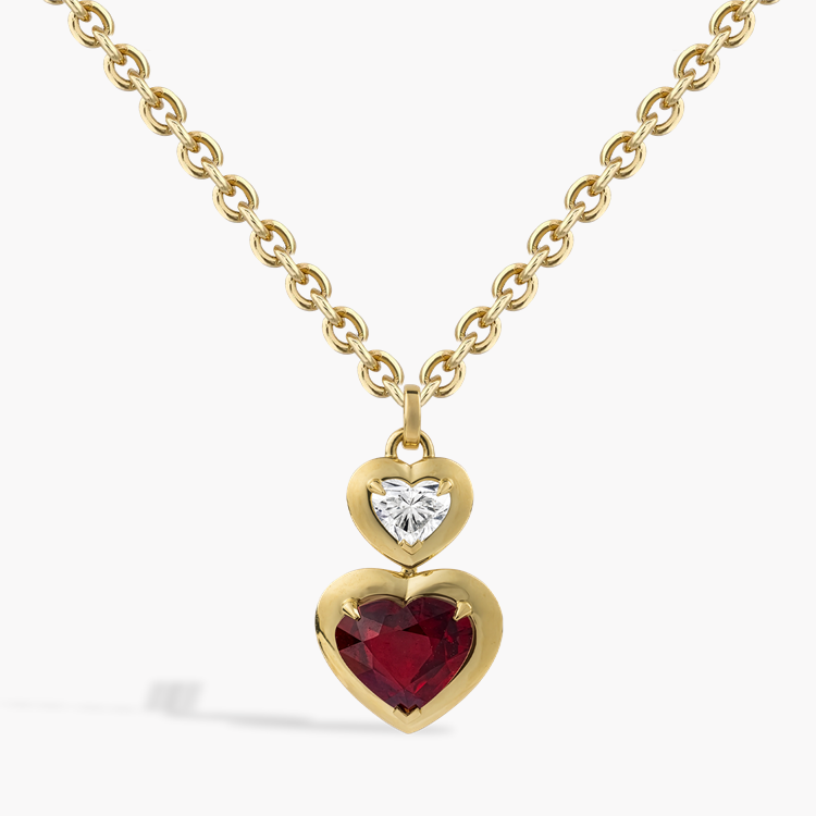 Skimming Stone 3.01ct Mozambican Ruby and Diamond Pendant Heart Shaped, Claw Set_1