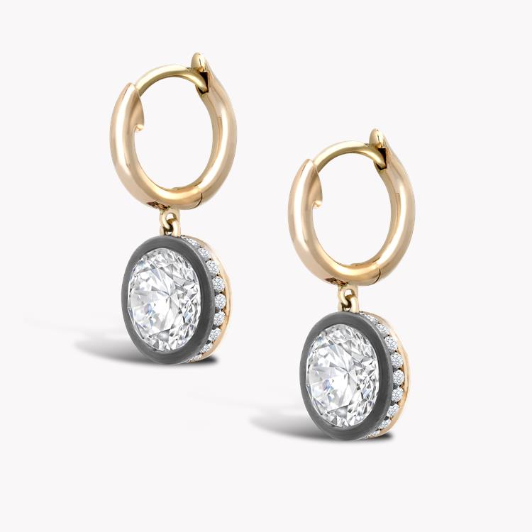 Diamond Drop Hoop Earrings 2.81CT in Rose Gold & Silver Brilliant Cut Diamonds, with Rose Gold Hoops_3