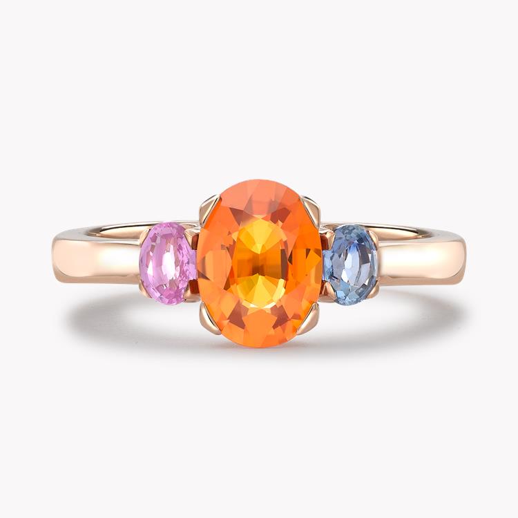 Rainbow Fancy Sapphire Three-Stone Ring Oval Cut, Claw Set_2