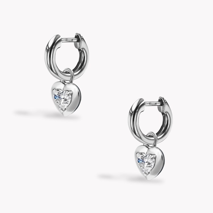 Skimming Stone Heart Shaped 1.00ct Diamond Drop Earrings Heart Shape, Claw Set_3
