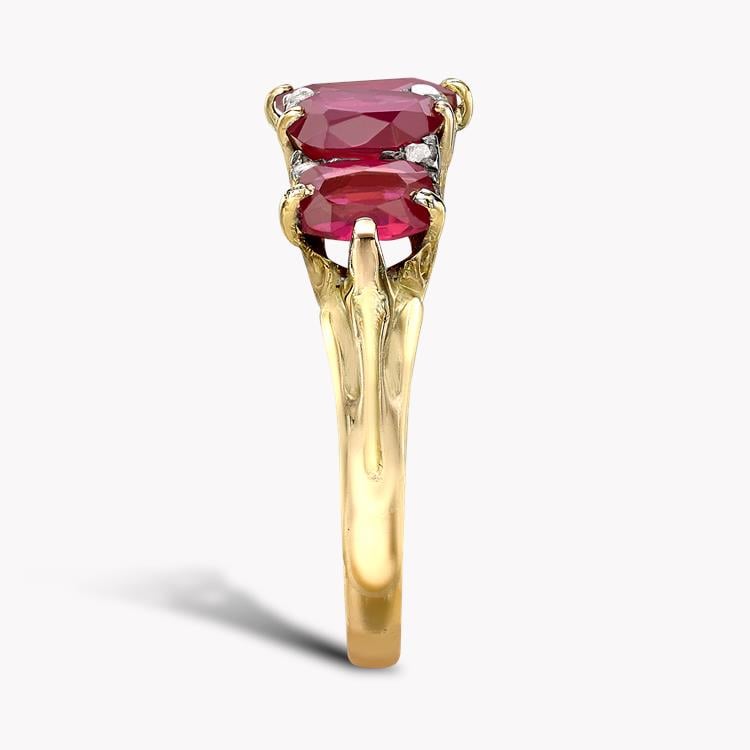 Victorian Burmese Ruby Ring 3.30CT in Yellow Gold Cushion Cut Five Stone Ring_4