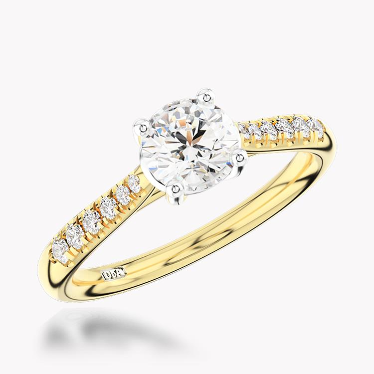 0.60CT Diamond Solitaire Ring Yellow Gold and Platinum Celestial Setting Brilliant Cut, Solitaire, Brilliant Shoulders_1