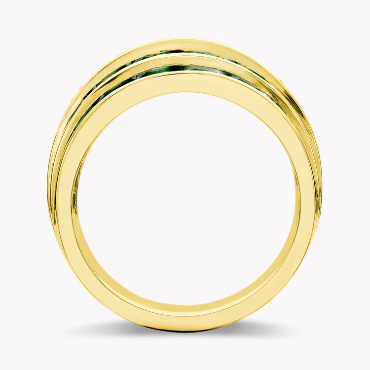 Manhattan Collection Five Row Emerald Ring  5.08ct in 18ct Yellow Gold French & Carré Cut, Rubover Set_3