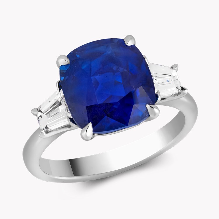Cushion Cut 6.23ct Sri Lankan Sapphire and Diamond Ring Cushion Cut, Claw Set_1