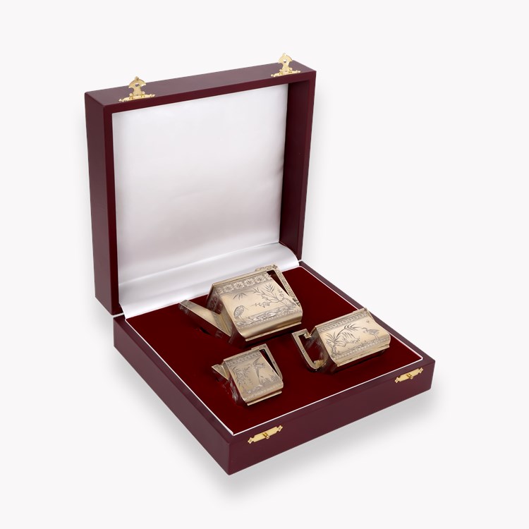 Silver Queen Victoria Gilded Tea Set Hallmarked London_1