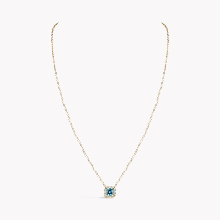 Asscher Cut 0.70ct Lukusuzi Aquamarine and Diamond Pendant Asscher Cut, Claw Set_2