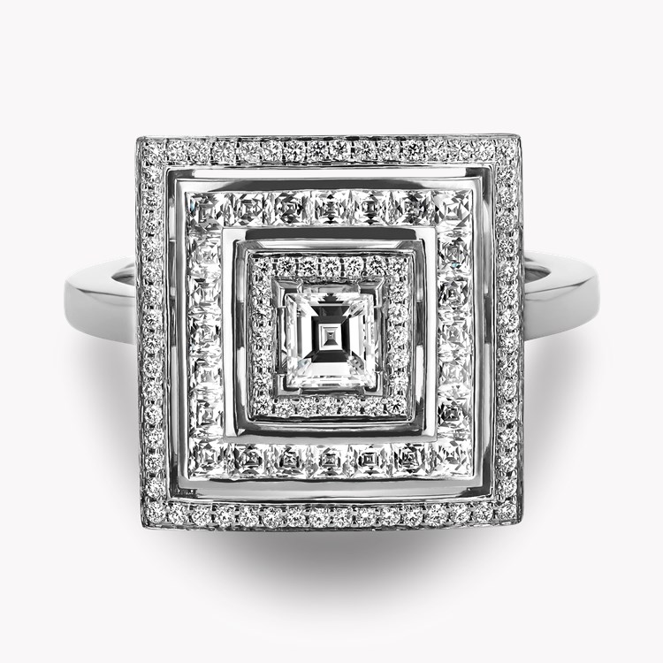 Carre cut Diamond Ripple Ring Carre Cut. Four Claw Set_2
