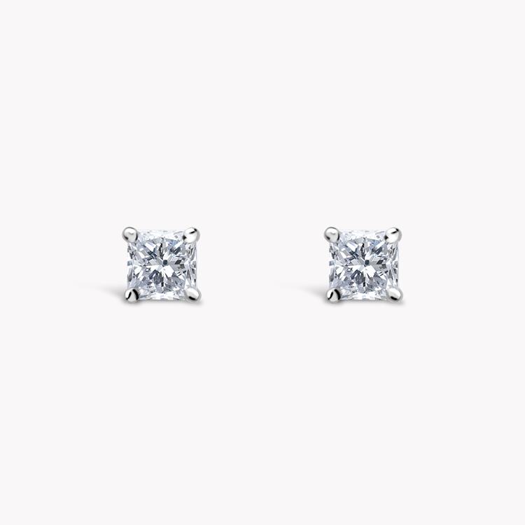 Princess Cut Diamond Stud Earrings 1.00CT in 18CT White Gold Princess Cut, Claw Set_1