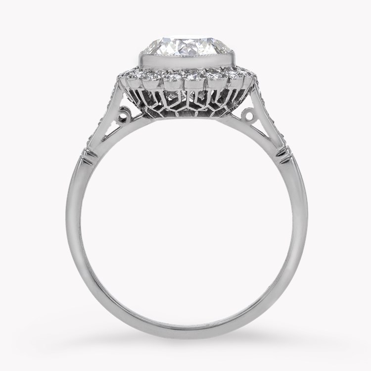 Old Cut 1.68ct Diamond Cluster Ring Old European Cut, Millegrain Set_3