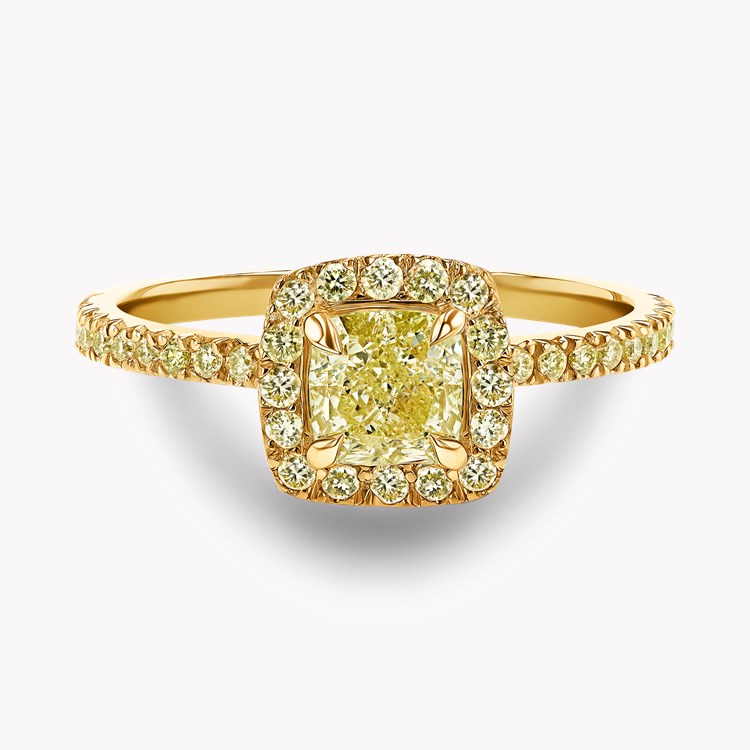 Celestial 0.70ct Fancy Yellow Diamond Cluster Ring Cushion modern cut, Claw set_2