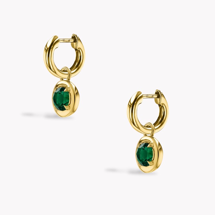 Skimming Stone 0.99ct Emerald Drop Hoop Earrings Brilliant cut, Claw set_3