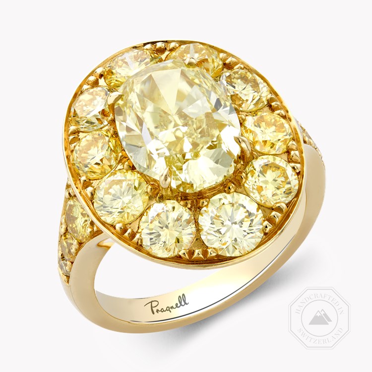 Masterpiece 3.47ct Fancy Vivid Yellow Diamond Cluster Ring Oval Cut, Claw Set_1
