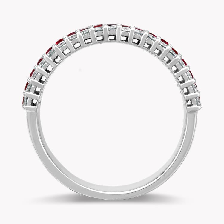 Ruby and Diamond Eternity Ring Baguette Cut, Brilliant Cut, Half Eternity_3