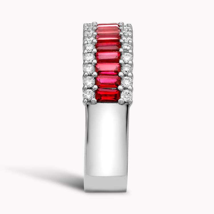Ruby and Diamond Eternity Ring Baguette Cut, Brilliant Cut, Half Eternity_4