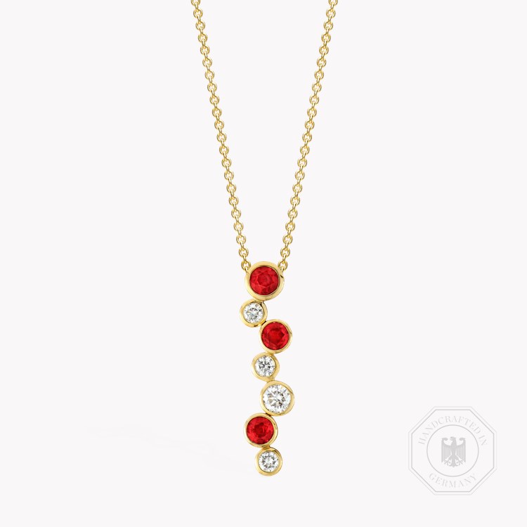 Bubbles Ruby and Diamond Drop Pendant Brilliant Cut, Rubover Set_1