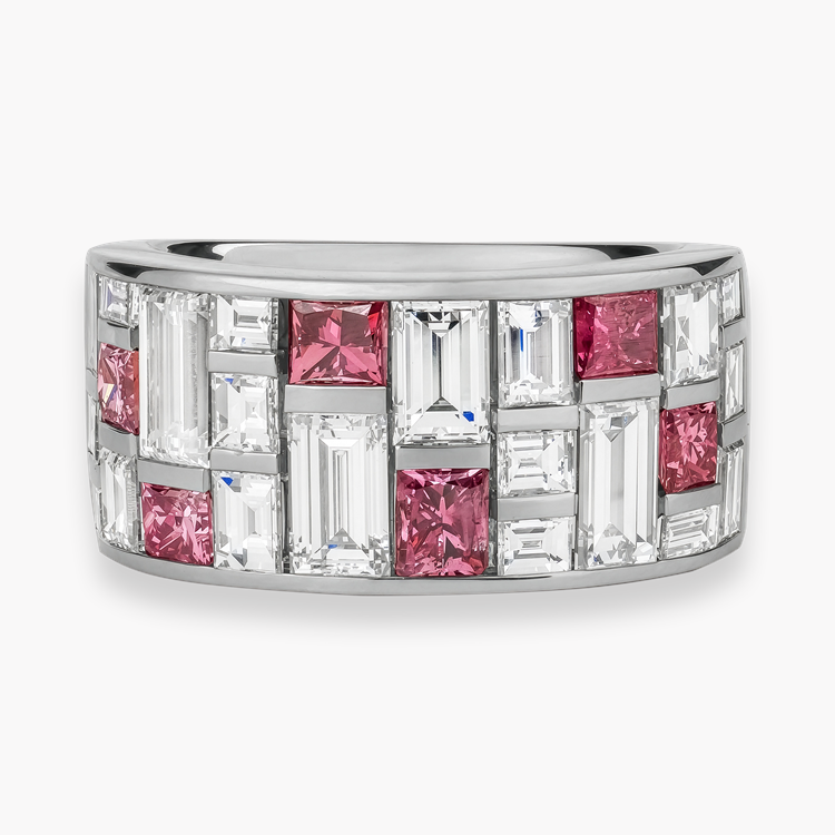 Masterpiece Mosaic 1.03ct Fancy Vivid Pink Diamond Ring Princess, Baguette & Carré Cut, Channel Set_2
