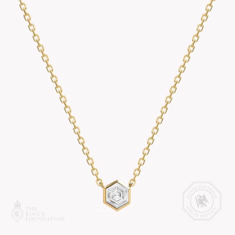 Honeycomb Diamond Solitaire Pendant Hexagonal Cut, Rubover Set_1
