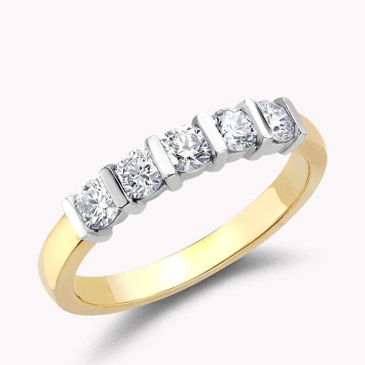 Round Brilliant Cut Diamond Five-Stone Ring 0.64CT in 18CT Yellow Gold Brilliant Cut, Five-Stone, Bar Set_1