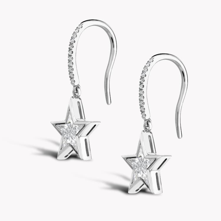 RockStar Diamond Drop Earrings 0.75CT in White Gold Kite Cut, Rubover Set_2