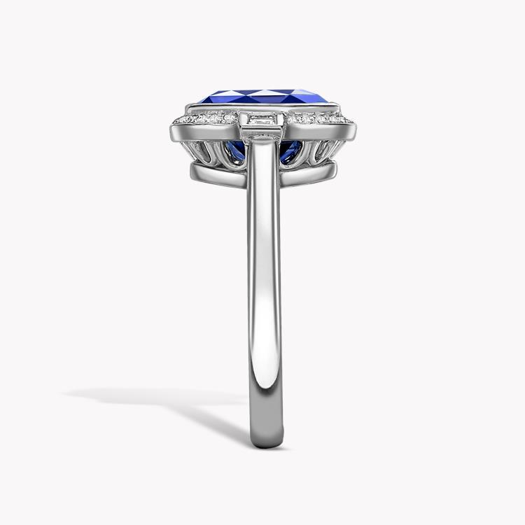 Masterpiece Oval Cut Sapphire Ring 4.06CT in Platinum Unheated with a Diamond Surround_4