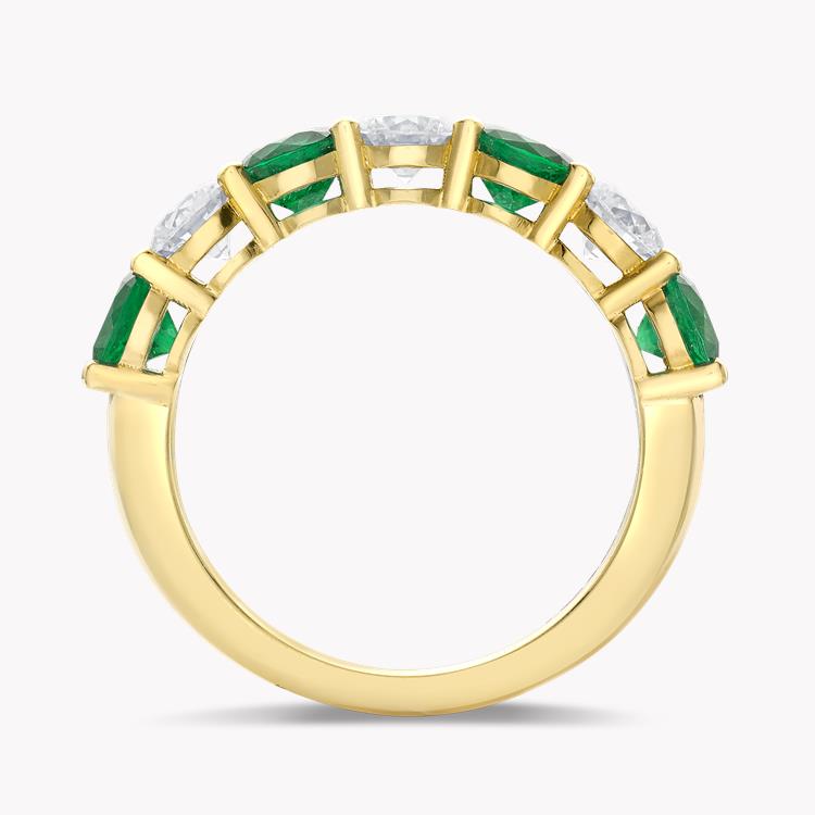 Seven Stone Emerald and Diamond  Ring  2.10CT in Yellow Gold Round Brilliant, Claw Set_3