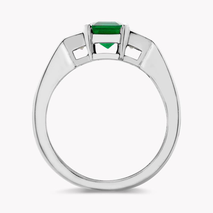 Contemporary Emerald and Diamond Three Stone Ring  1.02ct in Platinum Emerald & Baguette Cut, Claw & Rubover Set_3