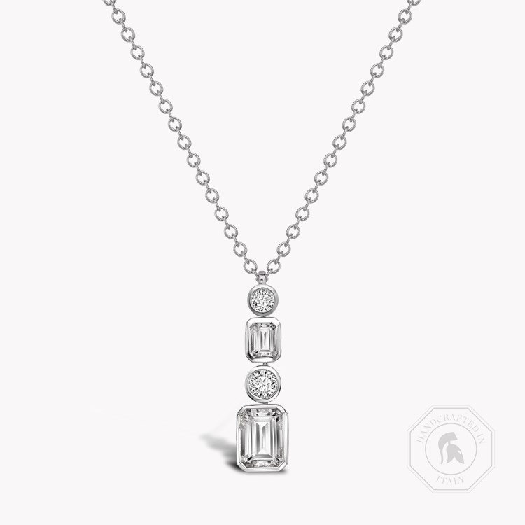 Emerald Cut Diamond Drop Pendant Emerald Cut, Brilliant Cut, Rubover Set_1