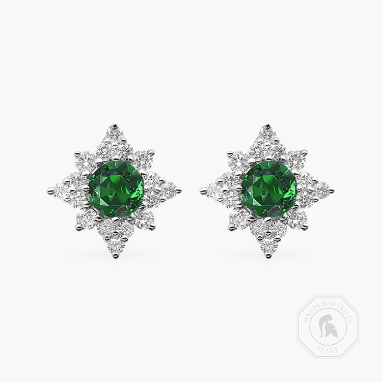 Star Struck Emerald Stud Earrings Brilliant cut, Claw set_1