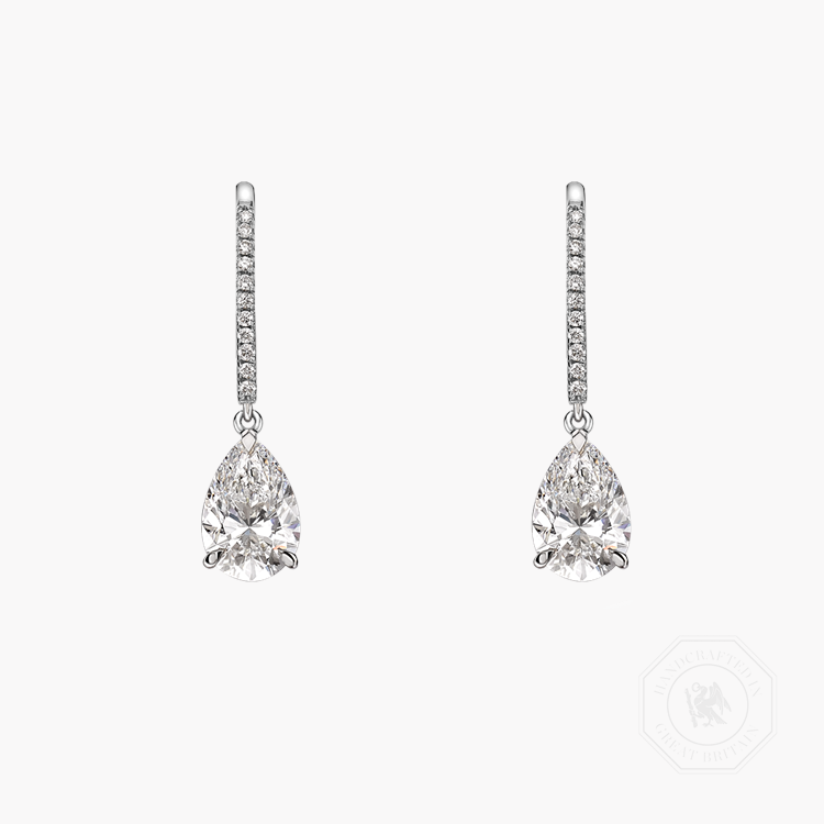 Pearshape Diamond Drop Hoop Earrings