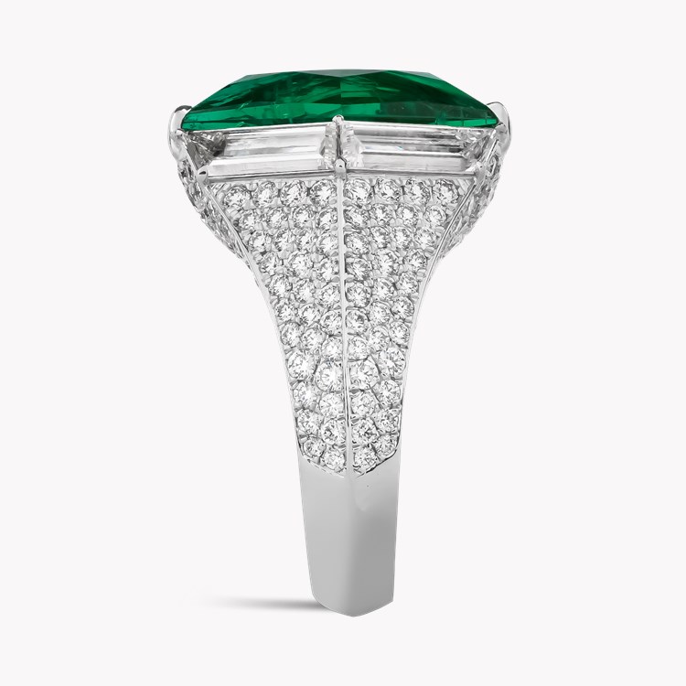 Hexagonal Cut 7.978ct Zambian Emerald and Diamond Ring Hexagonal Cut, Claw Set_4