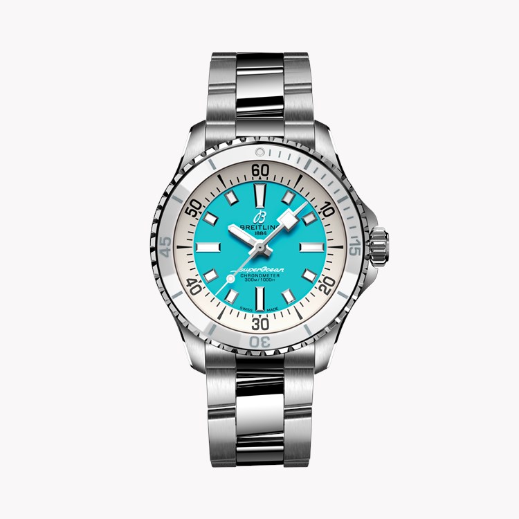 Breitling Superocean 36mm, Turquoise Dial, Baton Numerals_1