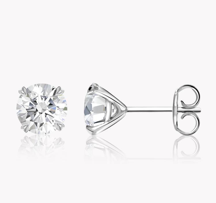 Windsor Diamond Stud Earrings 3.01CT in 18CT White Gold Brilliant cut, Claw set_2