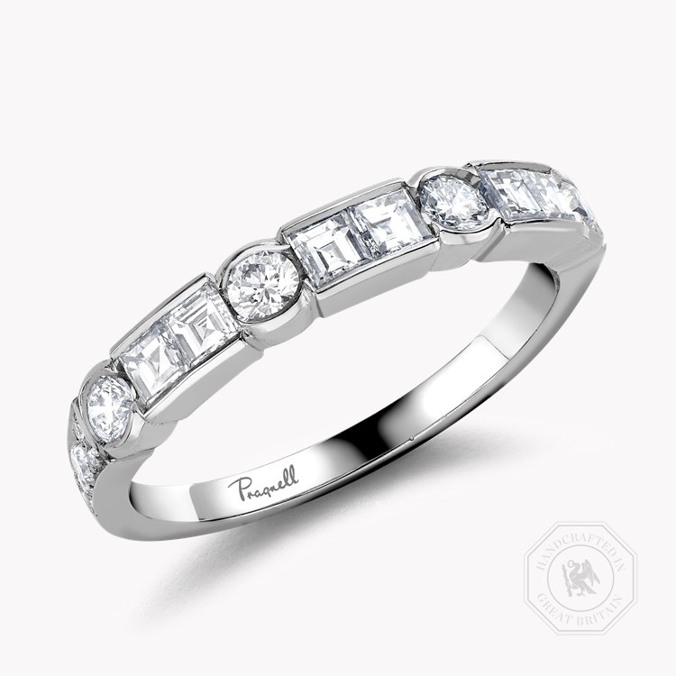 Antrobus Diamond Half Eternity Ring Brilliant & Carré Cut, Rub Over Set_1