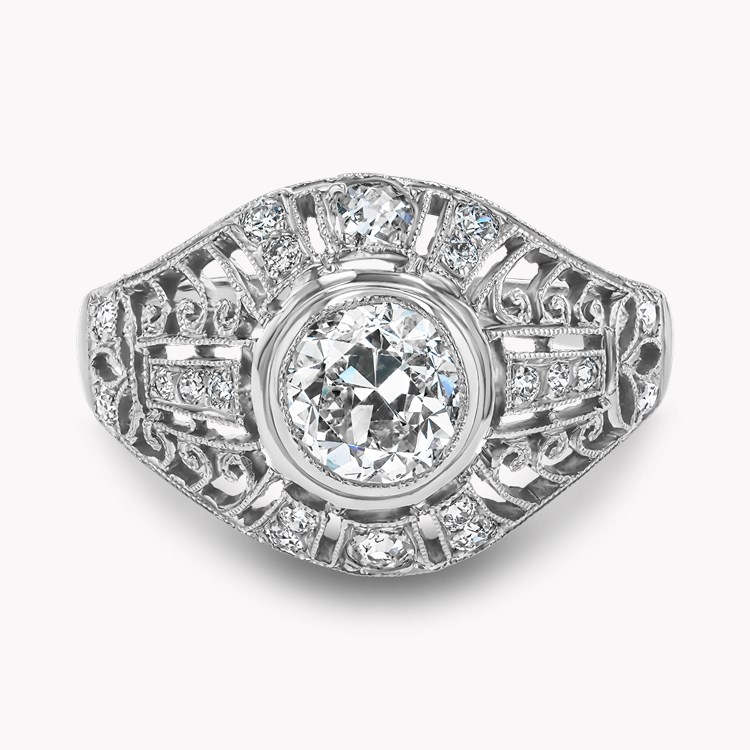 Old European Cut Diamond Ring Old European Cut, Millegrain Set_2